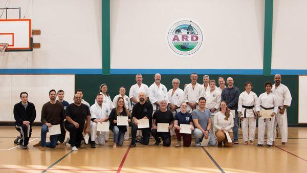 2024 Fall Kyu Test. Sacramento dojo joined our partner dojos from Folsom, Auburn and Reno.