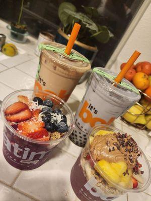 Acai bowls and boba teas