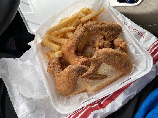 Chicken wings and fries