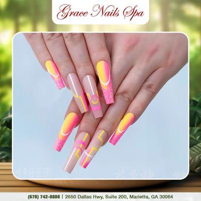 Let your nails be the star of the show with this vibrant design.
 : https://lk.macmarketing.us/gracenails-booking