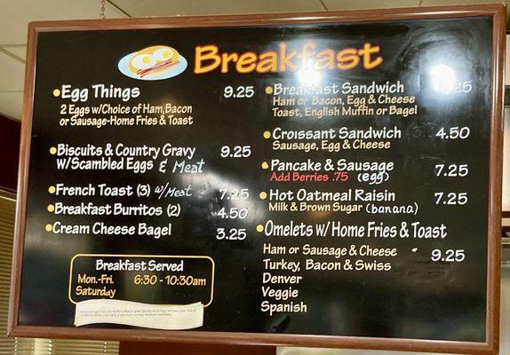 Breakfast Menu