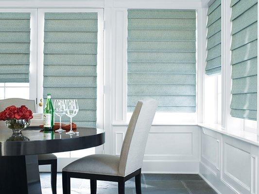 Vignette Roman Shades are a great addition to your dining room.