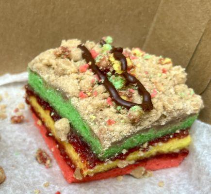 Rainbow cookie crumb cake.