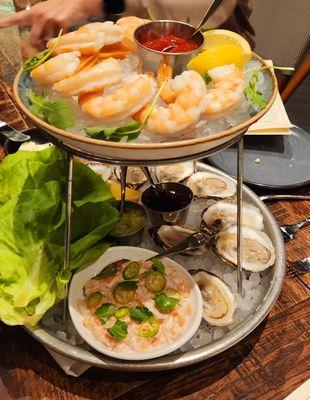 Seafood Platter - shrimp, oysters, and salmon tartare