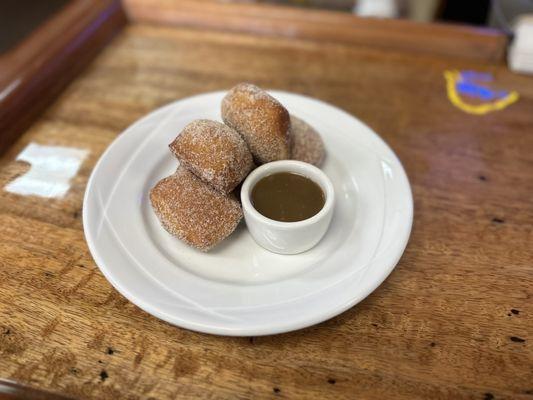 Mini Malasadas w/ caramel rum sauce