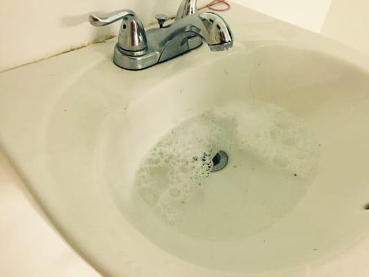 Girl's bathroom sink always clogged.