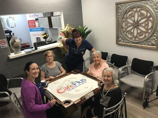 Fardales Medical Center Lobby - Patients playing dominoes.