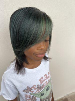 Relaxer and color service. Let get creative with our low lights.