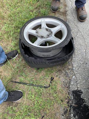 Tire shredded