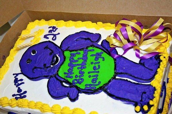 Daughters second bday cake...no place we looked had Barney