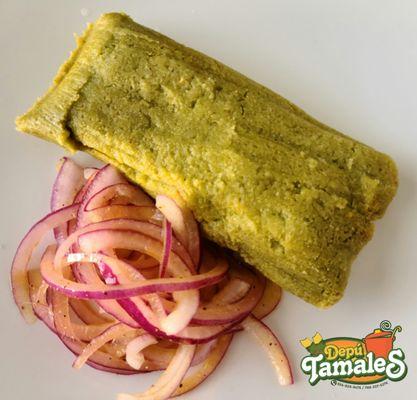 TAMALITO VERDE 100% peruvian corn with cilantro flavor filled with pork or chicken