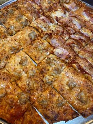 Large pizza half meat lovers / half sausage