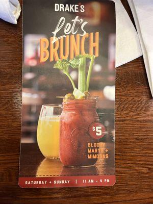 Brunch menu