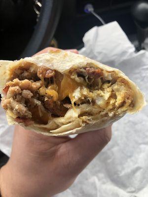 Inside Super Breakfast Burrito