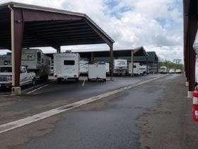 Angled covered parking