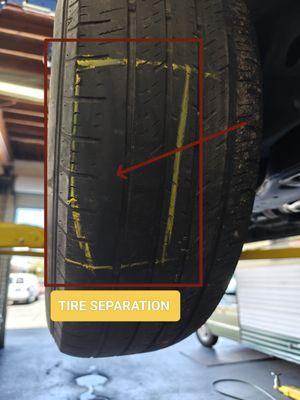 They marked the tire separation.