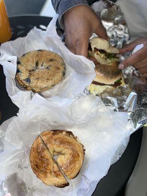 Blueberry bagel with blueberry cream cheese and many others