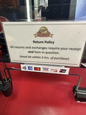 Refund policy posted in the store