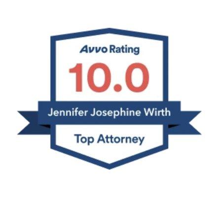 Jennifer Wirth, Superb "10" Attorney Rating on Avvo for Drivers License Reinstatement Lawyer