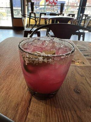 Dragonfruit margarita with jalapeño added