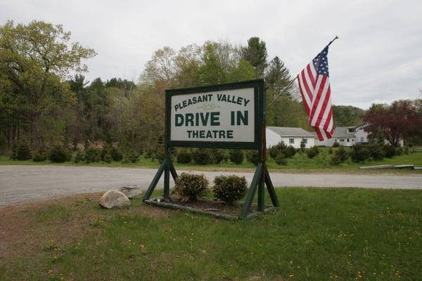 Sign at the entrance. http://www.pleasantvalleydriveinmovies.com