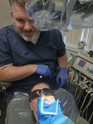 Here I am with Dr. Weed, just finishing my root canal procedure