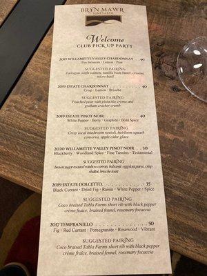 Tasting menu club members