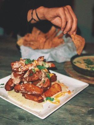 Texas Cheese Fries and Chips + Queso