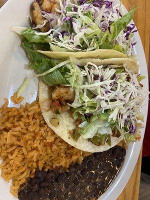 The Baja shrimp taco lunch plate