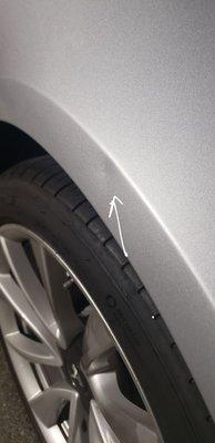 Dent area before repair