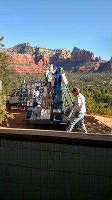 Unloading windows at jobsite