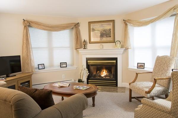 Lincoln Garden Apartment - comfortable sitting room with romantic fireplace