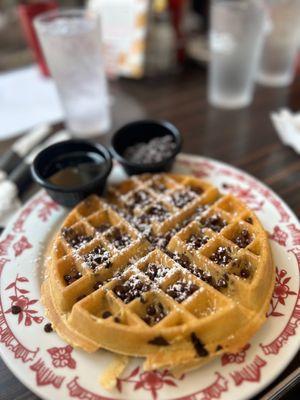 Belgian waffle with chocolate chips