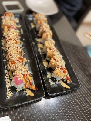 Bikini Roll (left) Shrimp Tempura Roll (right)