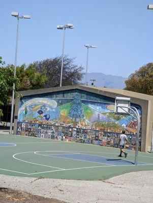 Really cool aerospace mural at the basketball court