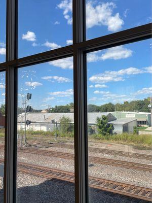 View out the back window of this glamorous, historic train station