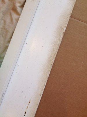 Bed board completely ruined from rodent urine and feces.