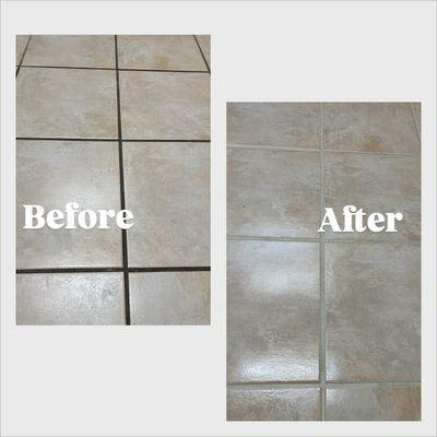 Here is a before and after picture of a tile cleaning job in Georgetown Texas.