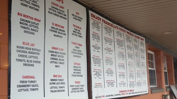 Outdoor menu above picnic tables