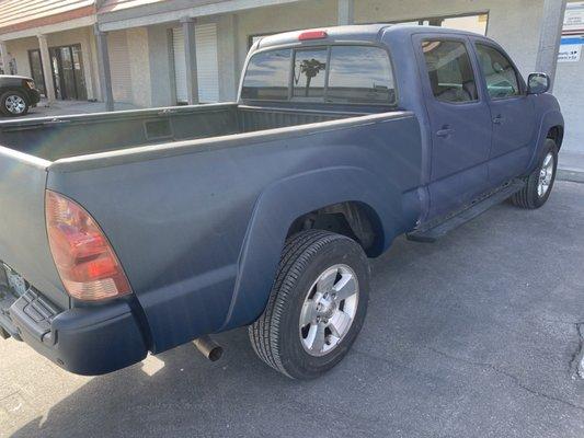 Back fender matching the old color on the cab