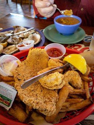 Catfish and shrimp basket