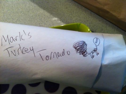 My takeout turkey tornado had a pretty lil drawing