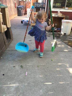 Teaching children responsibilities and to clean up after they make a mess. Fairfield Montessori makes learning fun