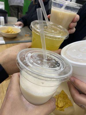 Horchata and Maracuya waters