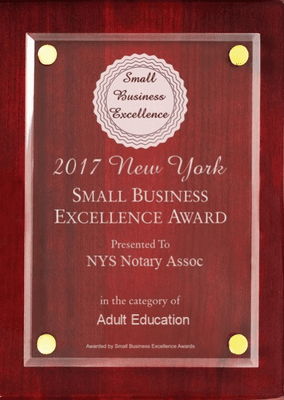 Notary Classes Live and online 2017 award for Adult education