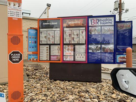 Menu for drive through.