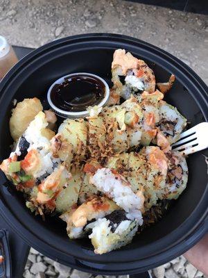 Vegas roll with a Godzilla roll thrown on top