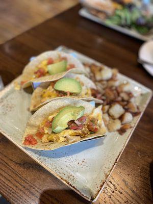 Breakfast tacos with potatoes. Yum