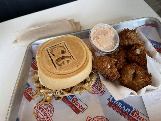 Malanga Fritters & Frita Cubana Burger