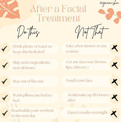 Do's and Don't after a facial treatment